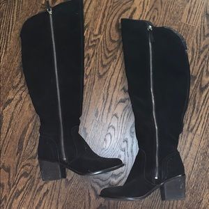 Wide Calf Black Suede Tall Boots size 8.5